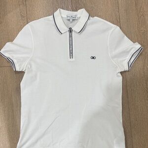 Salvatore Ferragamo White Polo with Black Accents